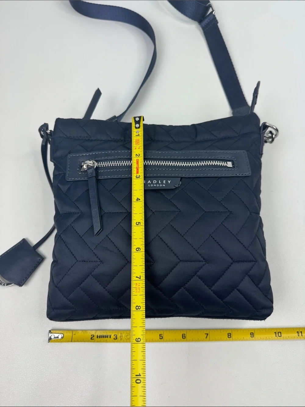 RADLEY LONDON Quilted Crossbody Bag Navy Blue Silver detail Zip close New NWOT